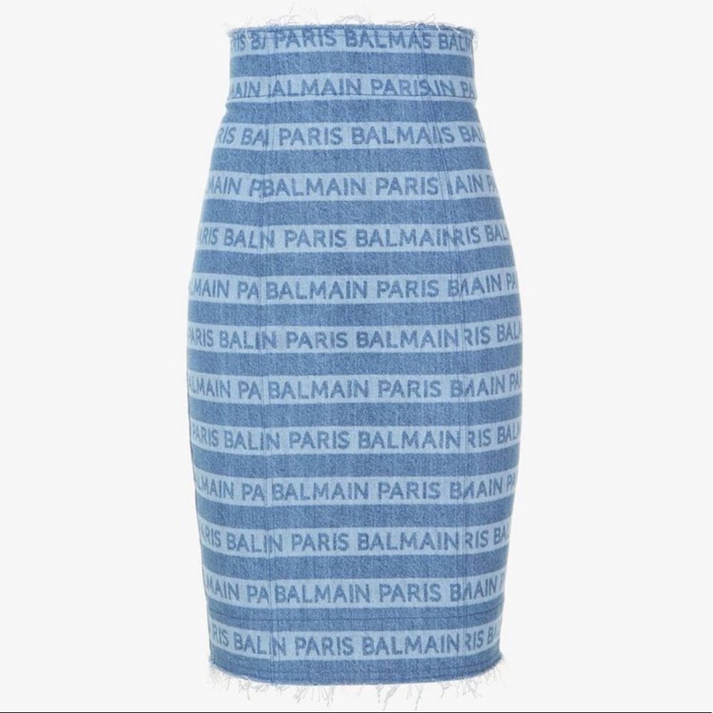 Brand new Balmain logo jean skirt